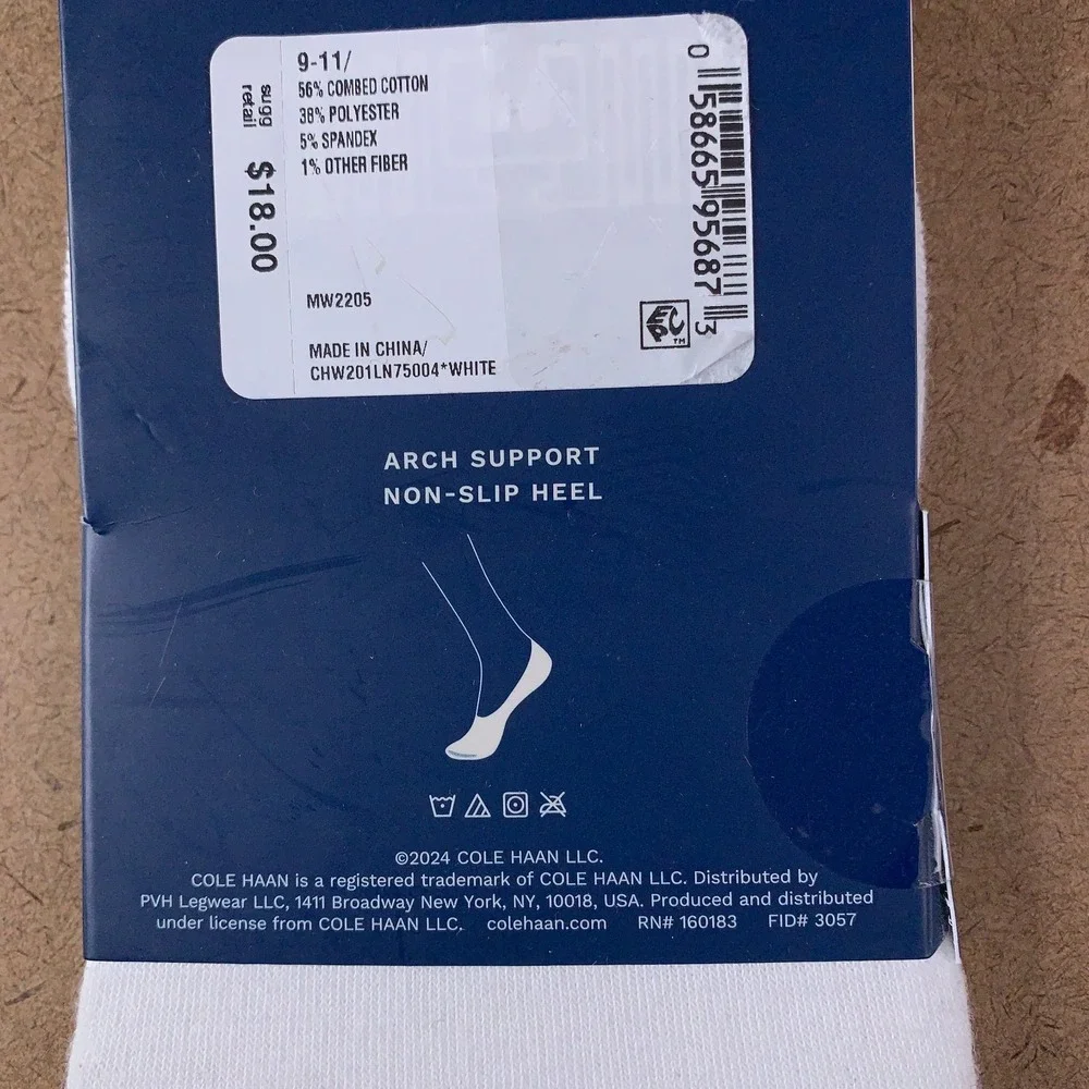 Cole Haan Womens Shoe Size 4-10 White No Show Liner Socks 2 Pair NWT